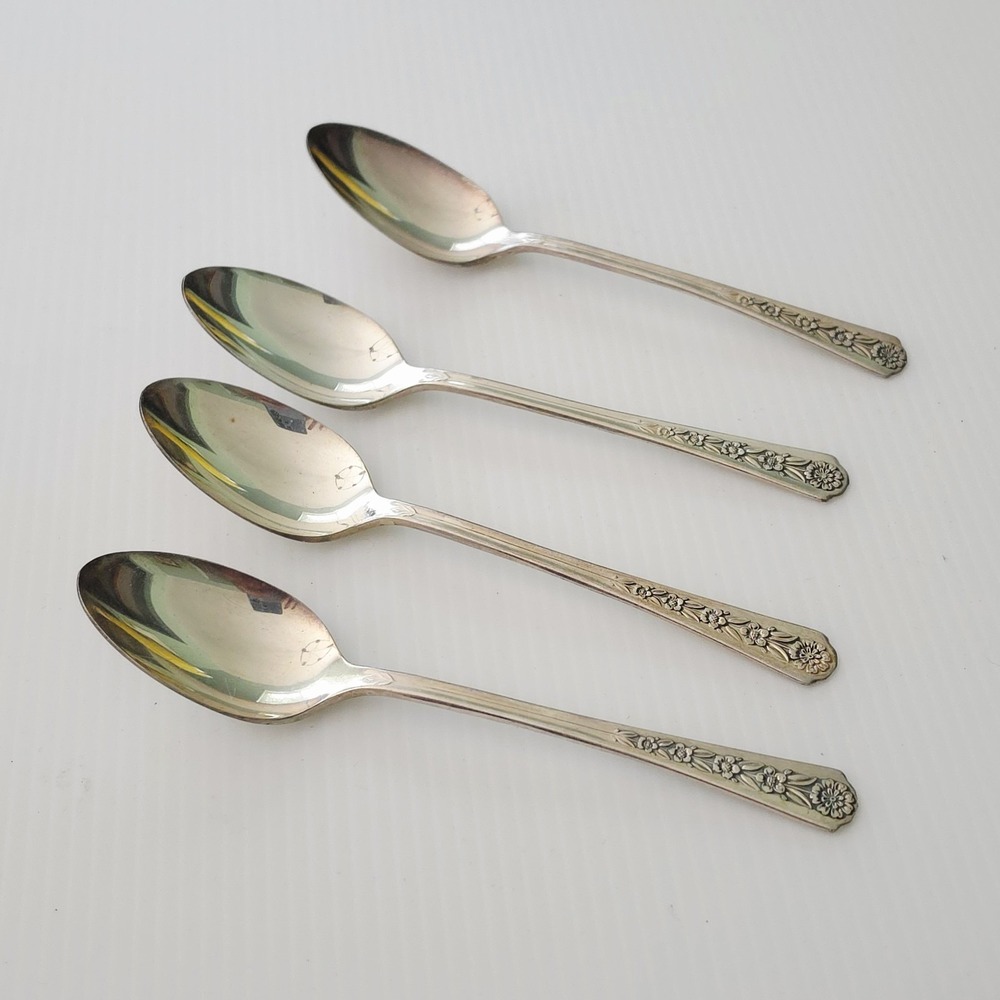 4 Meriden‎ IS Silverplate DELIGHT Teaspoons 6"
